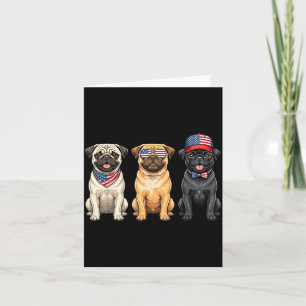 Pug 4th Of July Us Aamerican Flag Dog Patriotic Card