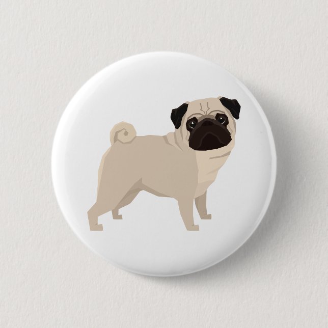 Pug 6 Cm Round Badge (Front)