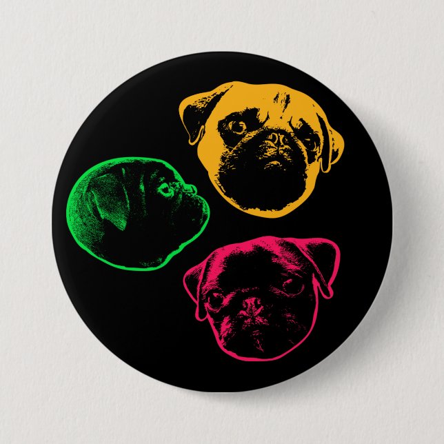 pug 7.5 cm round badge (Front)