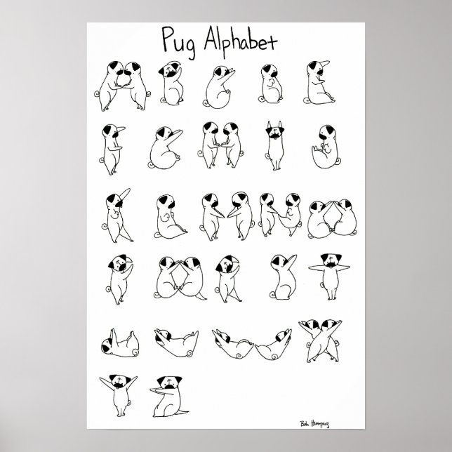 Pug Alphabet A-Z Poster (Front)