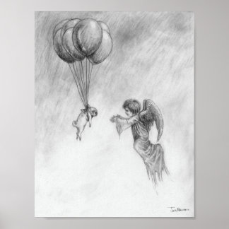 Pug and Angel Poster
