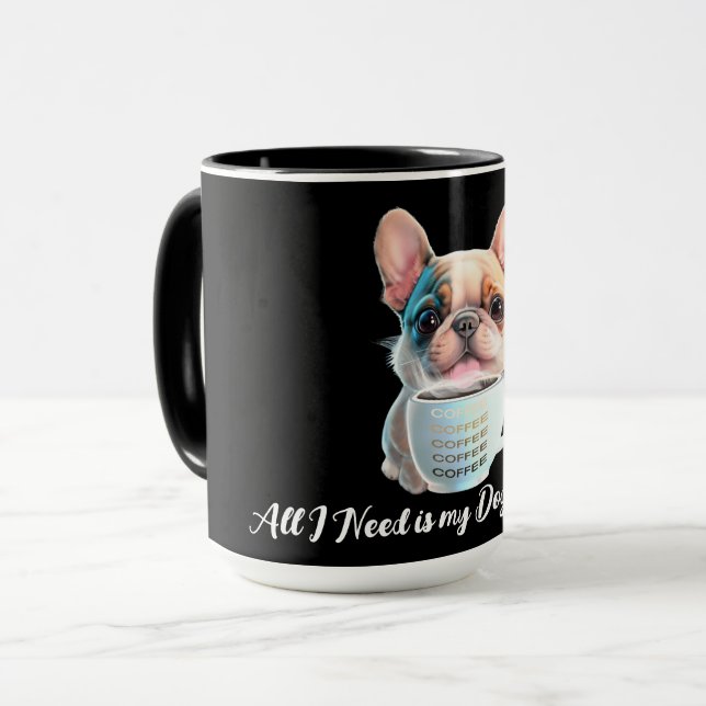 Pug and coffee dog lover coffee lover mug (Front Left)
