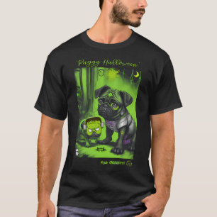 Pug and Frankenstein Graffiti Art 11 T-Shirt