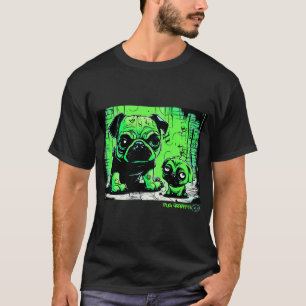 Pug and Frankenstein Graffiti Art 5 T-Shirt