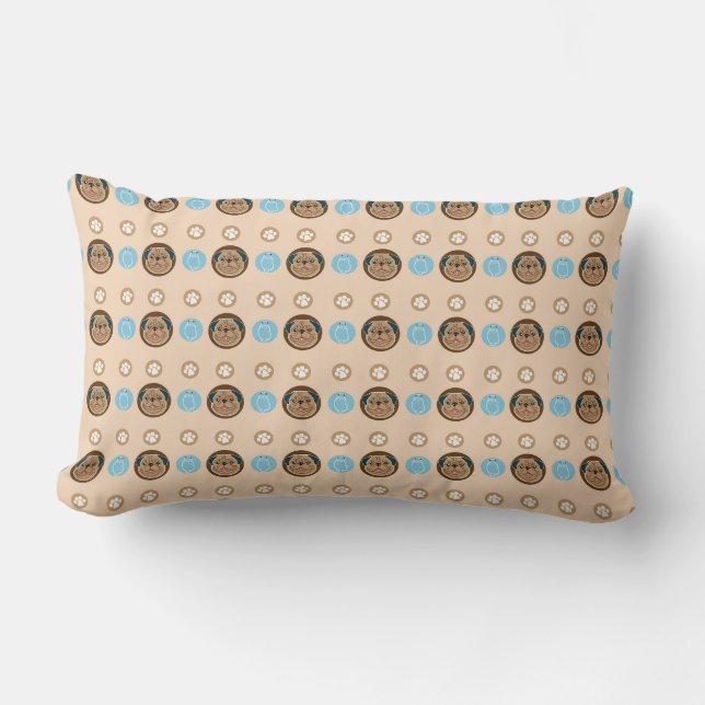 Pug and Paw patterns Lumbar Cushion (Front)