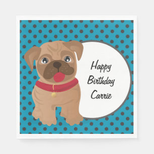 Pug and Polka Dots Personalised Napkin