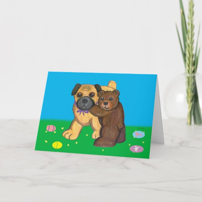 Pug and Teddy Easter Cards (Front)