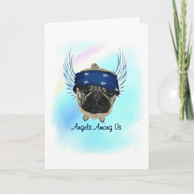 Pug Angel Dog Pet Loss Sympathy Card (Front)