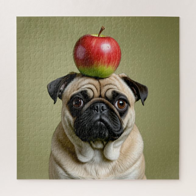 Pug Apple Jigsaw Puzzle (Vertical)