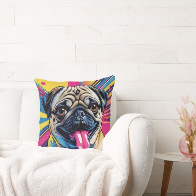 Pug Art Pop Art 01 Cushion (Couch)