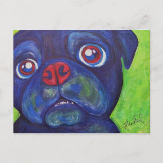 Pug Art "Pugsly Enthusiasm" Postcard