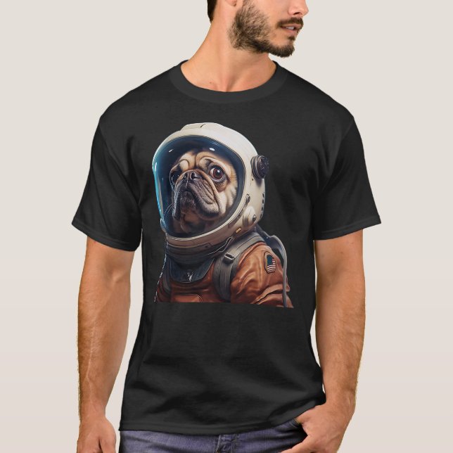 Pug Astronaut Space Dog Space Traveler Dog Moon Gi T-Shirt (Front)