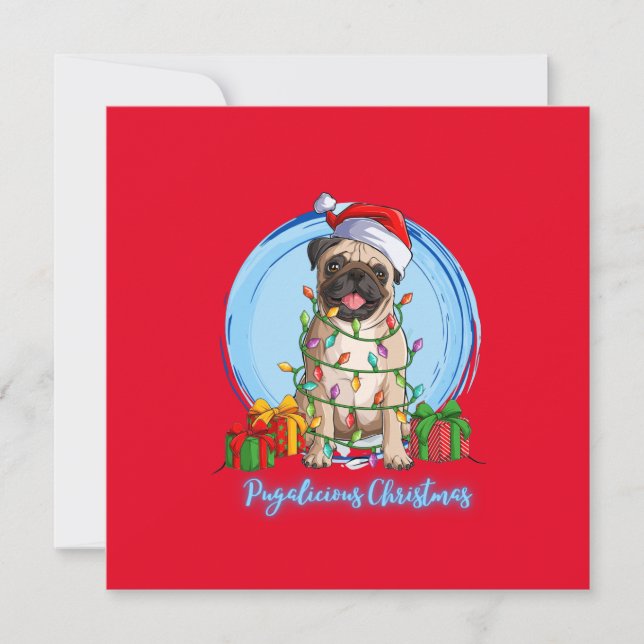 Pug at Christmas  Holiday Card (Front)