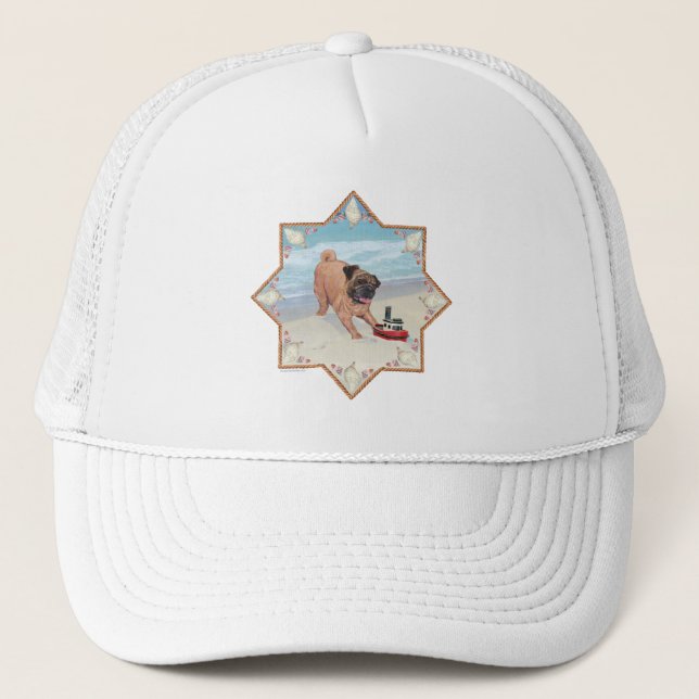 Pug at the Beach Trucker Hat (Front)