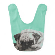 Pug Baby Bib featuring original artwork