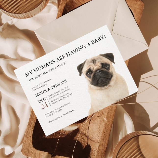 Pug Baby Shower Minimalist Invitation (Creator Uploaded)