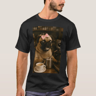 Pug Barista, Cute Dog Art, Coffee Lover , Home Dec T-Shirt
