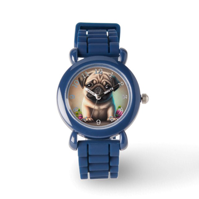 Pug - Bezel with Black Numbers Watch (Front)