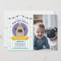 Pug Birthday Doggy Party Dog Confetti Blue