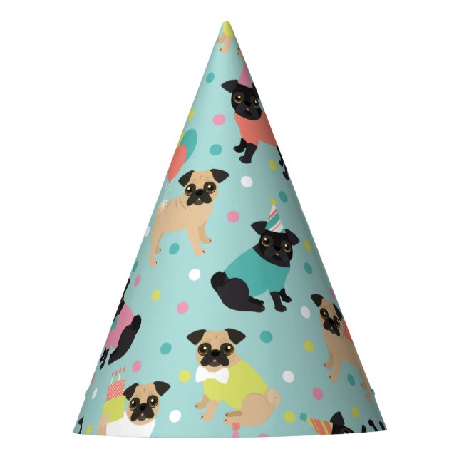 Pug Birthday Party Celebration Hat (Front)