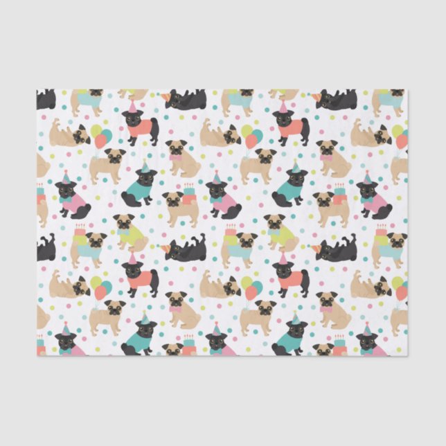 Pug Birthday Tissue Paper (Front)
