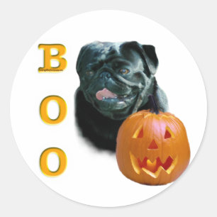 Pug (black) Boo Classic Round Sticker