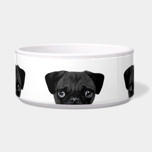 Pug Black ceramic dog feeding