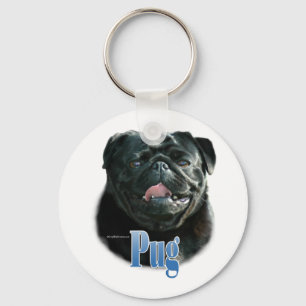 Pug (black) Name Key Ring