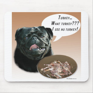 Pug (black) Turkey Mouse Pad