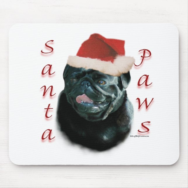Pug (blk) Santa Paws Mouse Pad (Front)