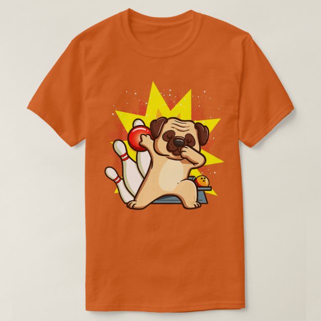 Pug Bowling Kids  Pugs Dogs Chemise Party Gift  T-Shirt (Design Front)