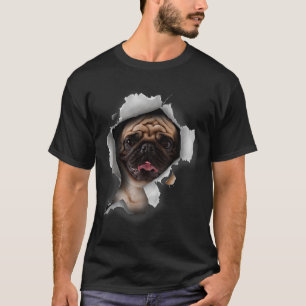 Pug Breakout 3D Dog Lover Funny Pup Lover T-Shirt