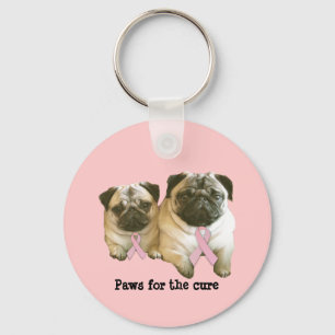 Pug Breast Cancer Keychain