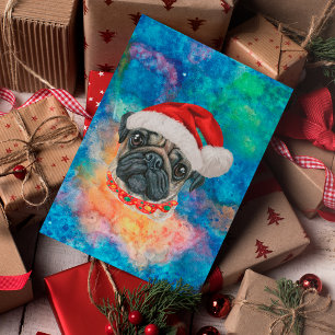 Pug Breed Dog Christmas Holiday Postcard