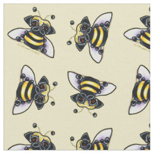Pug Bumble Bees Butter White Fabric