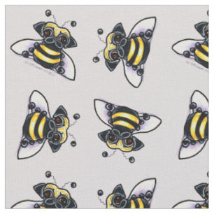 Pug Bumble Bees Lilac Grey Fabric