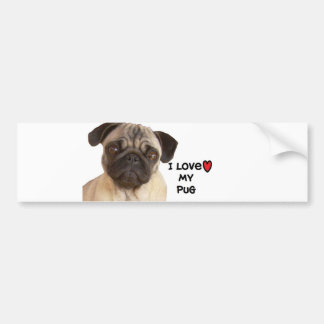 Pug Bumper Sticker" I love my Pug" Sticker