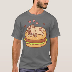 Pug Burger Hamburger Cute Funny Dog Food Lover Kaw T-Shirt