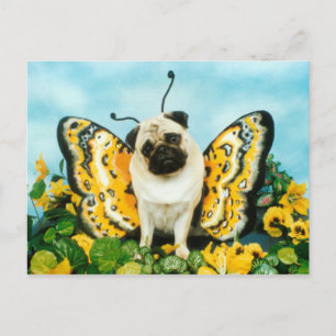 Pug Butterfly Postcard