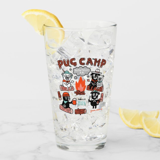 Pug Camp 2024 Glass Cup (Front Ice)