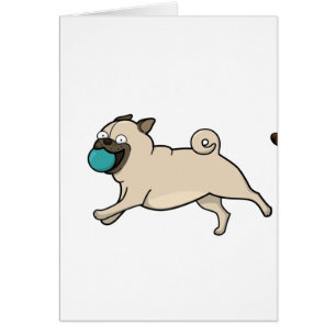 pug cartoon with ball