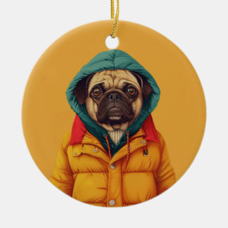 Pug ceramic tree decoration