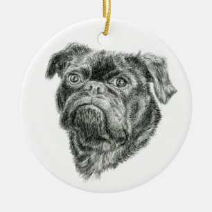 Pug Ceramic Tree Decoration