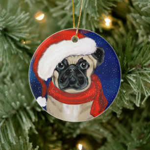 PUG CERAMIC TREE DECORATION
