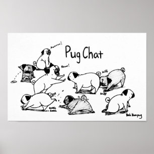 Pug Chat (with black pugs) Poster