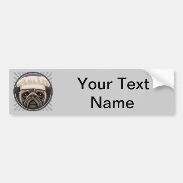 Pug Chef Bumper Sticker (Front)