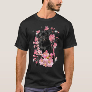 Pug Cherry Blossom Flowers T-Shirt