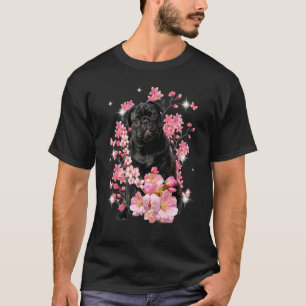 Pug Cherry Blossom Flowers T-Shirt