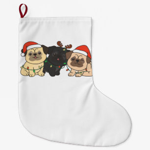 Pug Christmas Animals Cute Dogs Holiday Large Christmas Stocking
