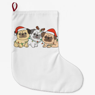 Pug Christmas Animals Cute Dogs Holiday Large Christmas Stocking